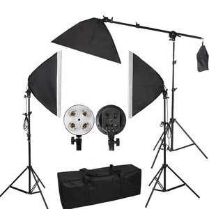 Kit de caja suave de 4 bombillas, cámara de teléfono, transmisión en vivo, vídeo, estudio, fotografía, Softbox, imagen publicitaria, juego de caja de luz para estudio fotográfico - Product Image 1