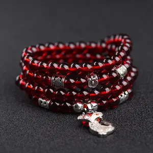 Модные браслеты-цепочки и подвески с красными кристаллами из бисера оптом