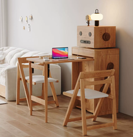 Meja Makan Kayu Solid Terintegrasi Teleskopik yang Dapat Dipindahkan, Model Minimalis Bentuk Robot untuk Apartemen Kecil dan Penggunaan di Rumah