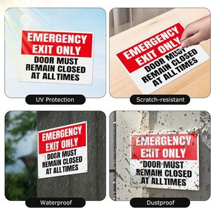 Solo la porta di uscita di emergenza deve rimanere sempre chiusa segno 14*10 pollici fori preforati avviso di avvertimento in alluminio impermeabile - Product Image 4