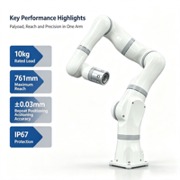 Bras robotique collaboratif 7 axes A2CA-710, charge utile 10 kg, rayon maximal 761,5 mm, DC48V 240W, 7-DOF, servomoteur Cobot, utilisation en restaurant ZY