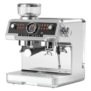 Professional 2 in 1 Coffee Machine with Built-in Coffee Grinder and Steamer Coffee Maker Double heating system Espresso Machine