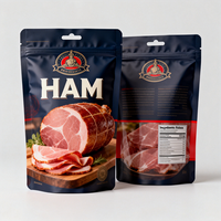 Sachet d'emballage alimentaire personnalisé en nylon plastique pour saucisses, pochette verticale pour jambon, emballage sous vide et surgélation