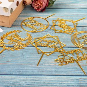 Happy Birthday Cake Topper Acrilico Del Bigné Topper per Vari Decorazione Della Torta di <span class=keywords><strong>Compleanno</strong></span> <span class=keywords><strong>Oro</strong></span> - Product Image 5