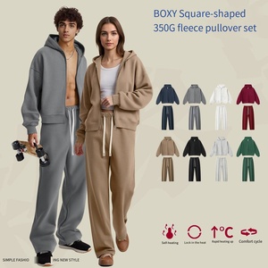 Set <span class=keywords><strong>Felpa</strong></span> <span class=keywords><strong>con</strong></span> <span class=keywords><strong>Cappuccio</strong></span> in Misto Cotone 350g, Vestibilità Corta <span class=keywords><strong>e</strong></span> Ampia, <span class=keywords><strong>con</strong></span> Doppia <span class=keywords><strong>Cerniera</strong></span>, Personalizzabile per <span class=keywords><strong>Uomo</strong></span> - Product Image 1