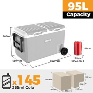 Refrigerador Portátil Deportivo de 95L con <span class=keywords><strong>Ruedas</strong></span>, Asa Telescópica, Construcción de Plástico, Congelador Interno para Camping - Product Image 2