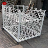 Cage promotionnelle roulante en fil métallique noir pour supermarché, avec roulettes, robuste, carrée, pour affichage de liquidation en magasin