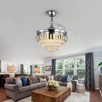 Ventilateur de plafond LED moderne rétractable de 42 pouces avec lumière et télécommande, compatible OEM/ODM, pour la maison