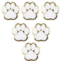 Offre Spéciale noir et blanc mignon Animal griffe conception chat chien adhésif paillettes patte impression fer sur Chenille Patch empreinte de patte