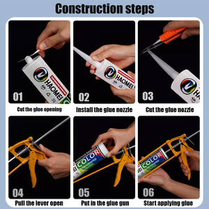 Toptan ISO9001 Sertifikalı Silikon Mastik Su Geçirmez Siyah/Beyaz/Gri Asetik Asit İnşaat Paketleme Ahşap İşleri için - Product Image 2