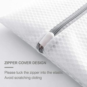 Durable Honeycomb Soft Mesh Laundry Bags Sturdy Zipper for Clothes Shoes Travel-Foldable Large Capacity Polyester Washing <b>Net</b> - Product Image 2
