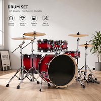 Batterie de percussions acoustiques métalliques professionnelle complète de 5 pièces avec matériel réglable, 5 fûts et 4 cymbales pour la scène et la pratique