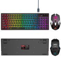Kombo Keyboard dan Mouse Gaming HXSJ L99 2.4G Nirkabel RGB Backlit Keyboard 96-tombol Bercahaya Warna-warni untuk Laptop PC