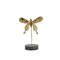Statue de papillon en résine or, support en métal et marbre, accessoires pour la maison, vente en gros,