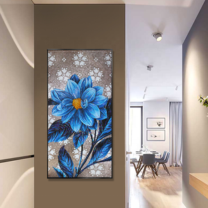 ภาพวาดดอกไม้สุดหรู ศิลปะโมเสกดอกไม้ งานศิล<span class=keywords><strong>ป</strong></span>ะติดผนังแบบมีกรอบ ภาพวาดดอกโบตั๋นสีน้ำเงิน ภาพวาดนามธรรมบนผ้าใบสำหรับตกแต่งผนัง - Product Image 3