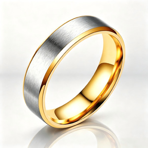 Anillo de Cóctel Unisex en Forma de U de Acero Inoxidable Chapado en Oro de 18K Vintage, con Borde Biselado de 8mm, Accesorio de Joyería, Regalos para Fiestas, Más Vendido - Product Image 2