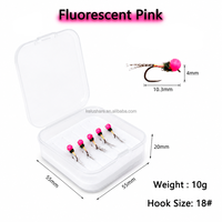 UV-Offset Fluoreszierendes Gelb Fluoreszierendes Rosa Wolfram-Perlen-Nymphen-Jig mit 18 #   Fliegenfischerhaken mit Wolfram-Angelgewicht