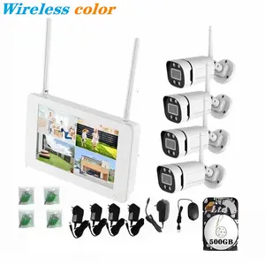 10.1 inch monitor NVR all-in-one security camera with screen 500GB audio wireless CCTV camera system