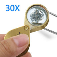 30X21mm Magnifier Magnifying Eye Glass Lens for Inspection Triplet Gold Customized Logo Foldable Chrome Jewelers Loupe