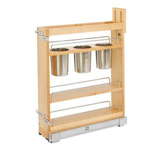 Organisateur de cuisine en bois carré et haut avec tiroirs coulissants et paniers extractibles, étagères de rangement durables - Product Image 3