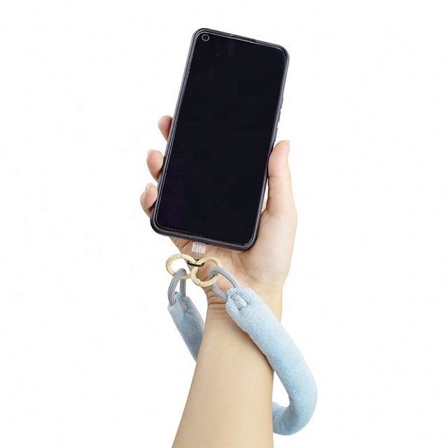 New Arrival Solid Color Macaron Decorative Chain Customizable Cotton Diy Mobile Phone Strap Creative Puffy Phone Chain