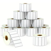 Roll Label Thermal Langsung Tahan Lama 1" X 3" Putih, Stiker Barcode Inventaris untuk Printer Label Thermal Zebra Rollo, Dapat Digunakan Kembali