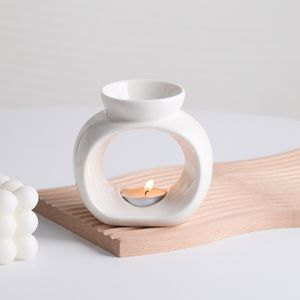 Chaudron huiles de parfum essentielles chauffe-cire de bougie en céramique blanche bon marché <span class=keywords><strong>brûleur</strong></span> de fonte - Product Image 4