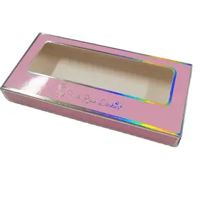 奢华光泽定制粉色个性化包装盒折叠睫毛包装盒