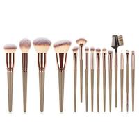 Kit de Pinceaux de Maquillage Personnalisé Portable 15 Pièces Faible MOQ Vegan pour Poudre Fond de Teint Yeux avec Trousse pour Visage Sourcils et Estompage