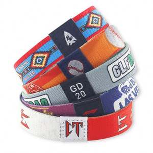 Pulsera de Tela Sublimada Personalizada con Logotipo Ecológico Impreso a Todo Color, Pulsera Elástica Tejida de Poliéster para Festivales - Product Image 1