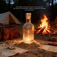 Bouteille en verre flint haute transparence de 500 ml avec bouchon en liège pour spiritueux (Whisky, Vodka, Tequila, Brandy, Gin) – Vente en gros, logo personnalisé