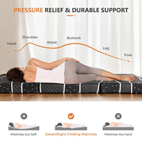 Matelas en mousse à mémoire de forme pliable en trois parties, 4 pouces, taille double, écologique, fermeté moyenne, pour usage scolaire, hôtelier, chambre à coucher, lit de sol portable, enroulable en boîte