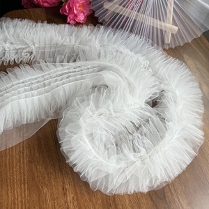 Dentelle en organza <span class=keywords><strong>3D</strong></span> cryptée, nouvelle, en gros, avec bordure plissée et maille ondulée pour robe Lolita, accessoires vestimentaires et décoration - Product Image 3