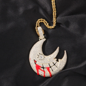 Collier pendentif unisexe au design de personnage de dessin animé rouge, exagéré et humoristique, style hip-hop rétro - Product Image 3