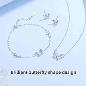 Collar de Mariposa Starlight <span class=keywords><strong>Original</strong></span> para Mujer, Plata de Ley S925, Diseño Exclusivo, Collar de Mariposa Morada Luminosa Esmaltada - Product Image 1