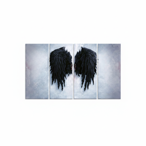 Printed <b>Canvas</b>: <b>Abstract</b> Black Wings Glass Wall Art - Modern Angel Decor,SET OF 4 <b>CANVAS</b> - Product Image 2