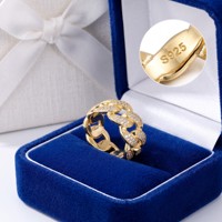 OUGEPHELI Bague Cuban Link Iced Out en Argent 925 avec Moissanite VVS1 certifiée GRA, passe le testeur de diamant, style Hip Hop pour Hommes