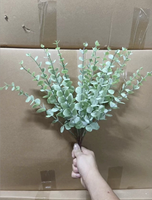 Daun Eucalyptus Buatan Warna Emas Putih, Batang Plastik Hijau Buatan Tangan, Tahan Lama untuk Dekorasi Rumah, Pernikahan Mewah, dan Natal