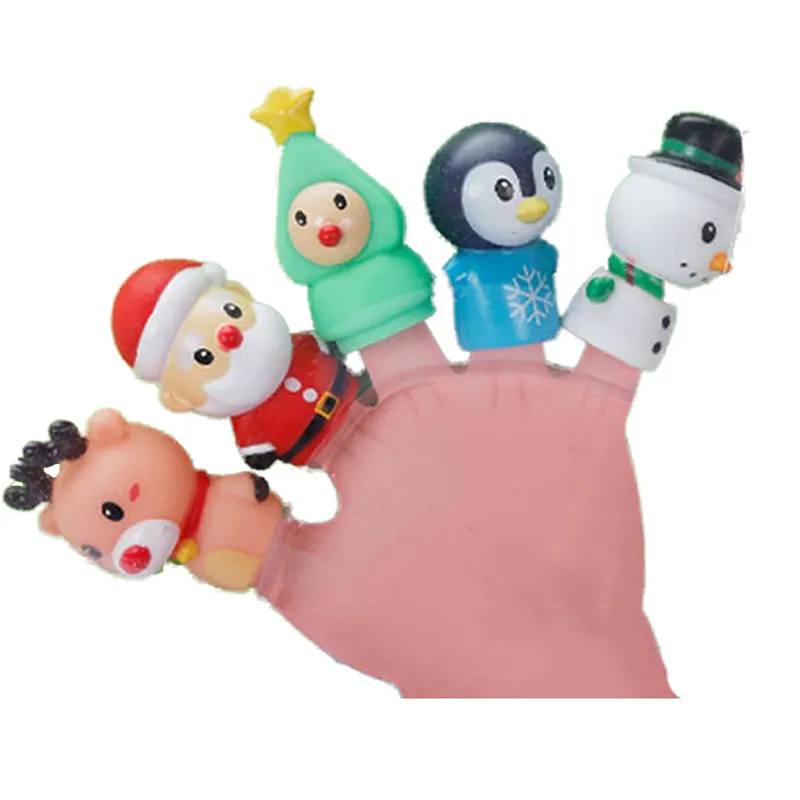 QS New Kids Pädagogisches Weihnachts thema Spielzeug Vinyl Weich plastik Multi Style Finger Puppet Spielzeug Set Für Kinder Lustiges Geschenk