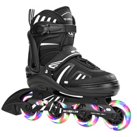 Patins à roues alignées réglables pour enfants avec roues en PU patins à roulettes pour garçons et filles patins clignotants complets chaussures pour adultes adolescents