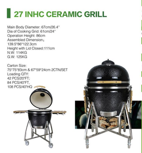 Barbecue au charbon de bois en céramique Auplex <span class=keywords><strong>Kamado</strong></span> <span class=keywords><strong>XL</strong></span> avec chariot multifonction pour usage familial - Product Image 5