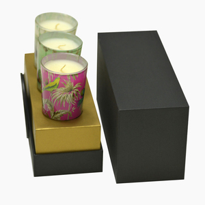 Rigid Gift <b>Box</b> <b>Set</b> With Three Decorative Candles In Colorful Tropical Design Packaging - Product Image 1