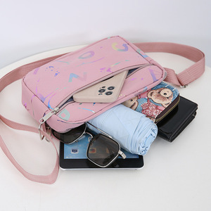 Stylish Letter Crossbody <b>Bag</b> For Women Pink Purple Horizontal Square Zipper Closure Portable Everyday Outfits Spring 2025 - Product Image 4