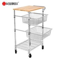 Chariot de cuisine multifonctionnel en fil d'acier à 4 niveaux avec panier coulissant, homologué NSF