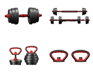 Equipamento combinado de fitness halteres ajustáveis 40kg cimento haltere ajustável kettlebell 4-1 conjunto