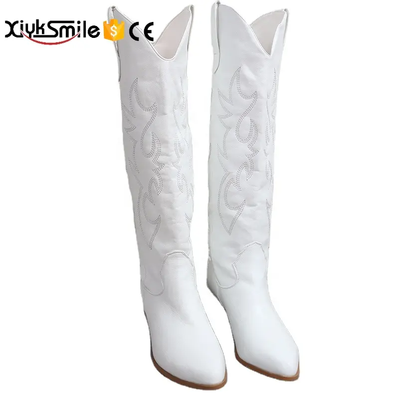 Hot sale white over-the-knee boots Y2K hipster must-have white mid-boots women's boots