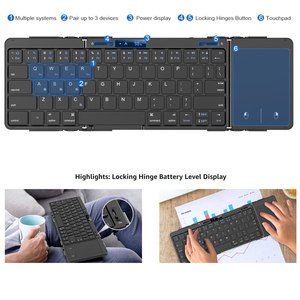 New Alloy Wireless Foldable <b>Keyboard</b> Touchpad Numeric Pad Battery Level Display USB Type-C Full Size Ergonomic Design for laptop - Product Image 6