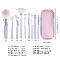 Offre Spéciale : Ensemble de 9 Pinceaux de Maquillage Transparents en Fibres Synthétiques avec Manches en Plastique pour Fard à Joues, Contour, Fard à Paupières, Poudre Libre et Sac en Filet