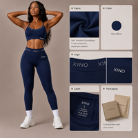 Ensemble de yoga 2 pièces pour femme avec logo personnalisé, soutien-gorge de sport et leggings taille haute, vêtements de sport pour l'entraînement, la remise en forme et la gym