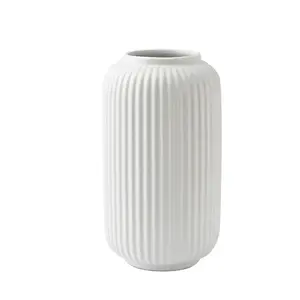 DESITA Factory Wholesale Nordic Style Hot Selling Solid Color Striped Ceramic Vases For Home Decoration